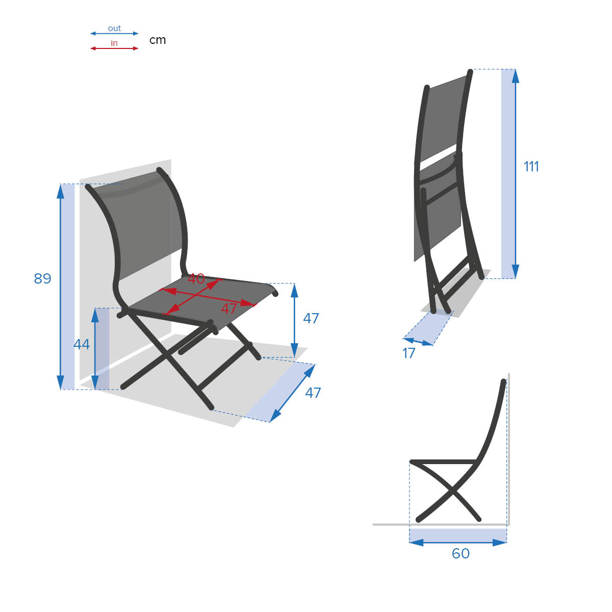 Hesperide Lot De 4 Chaises De Jardin Pliantes AXANT Anthracite & Graphite