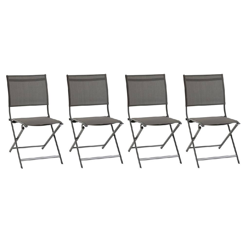 hesperide Lot de 4 chaises de jardin pliantes AXANT Anthracite & Graphite