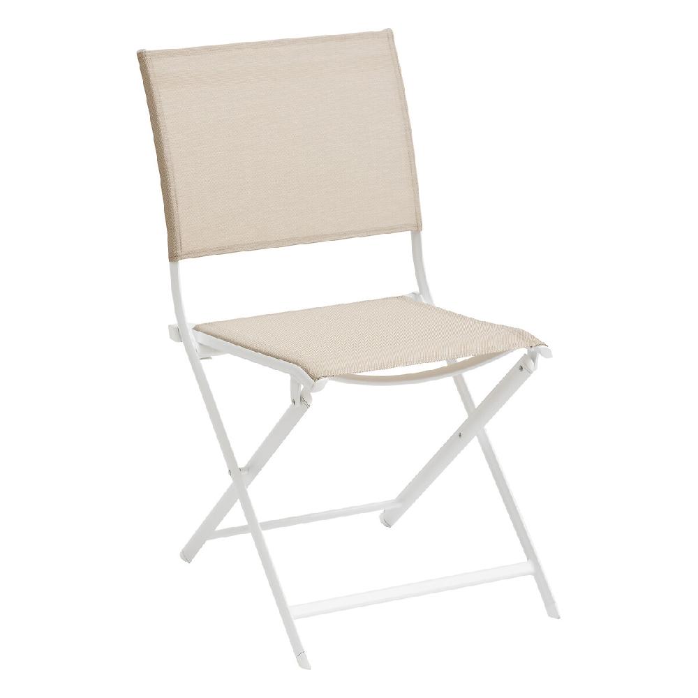 Hesperide Lot De 4 Chaises De Jardin Pliantes AXANT Lin & Blanc