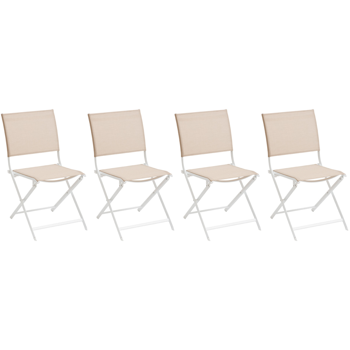 hesperide Lot de 4 chaises de jardin pliantes AXANT Lin & Blanc
