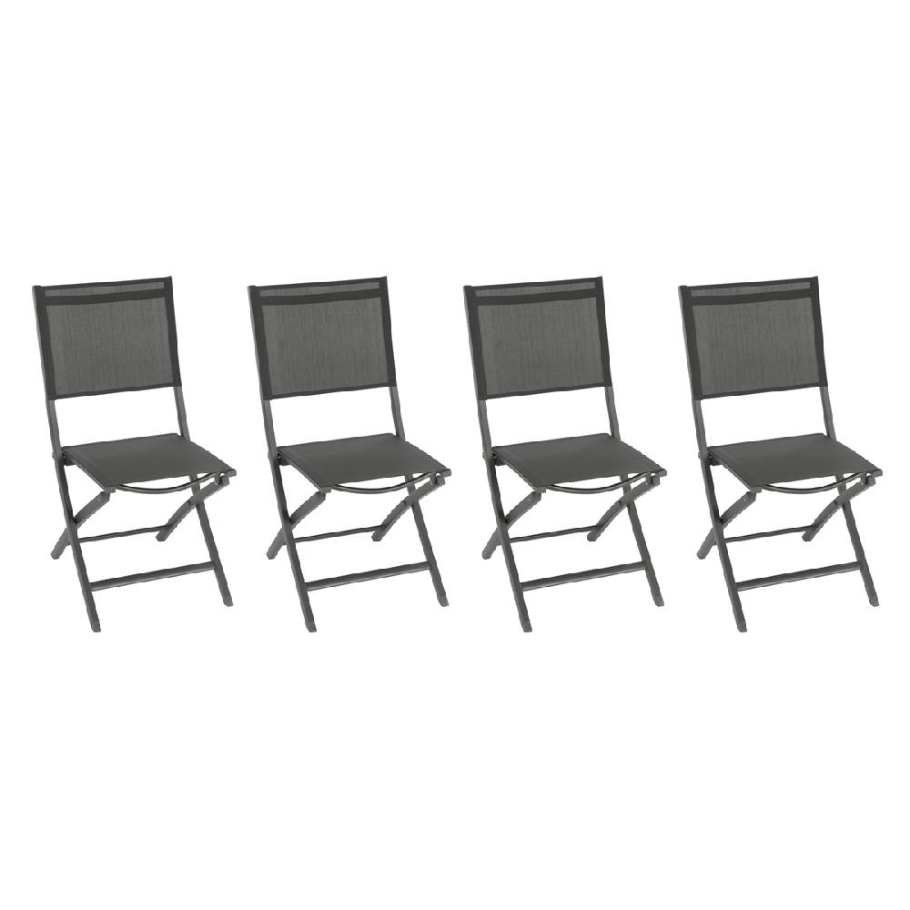 hesperide Lot de 4 chaises de jardin pliantes ESSENTIA Anthracite & Graphite