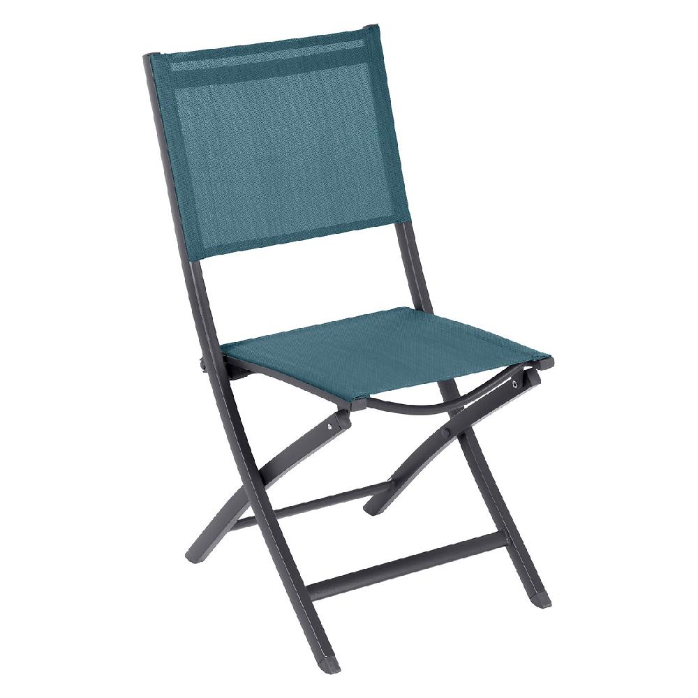 Hesperide Lot De 4 Chaises De Jardin Pliantes ESSENTIA Bleu Canard & Graphite