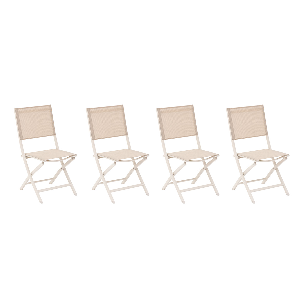 hesperide Lot de 4 chaises de jardin pliantes ESSENTIA Lin & Argile