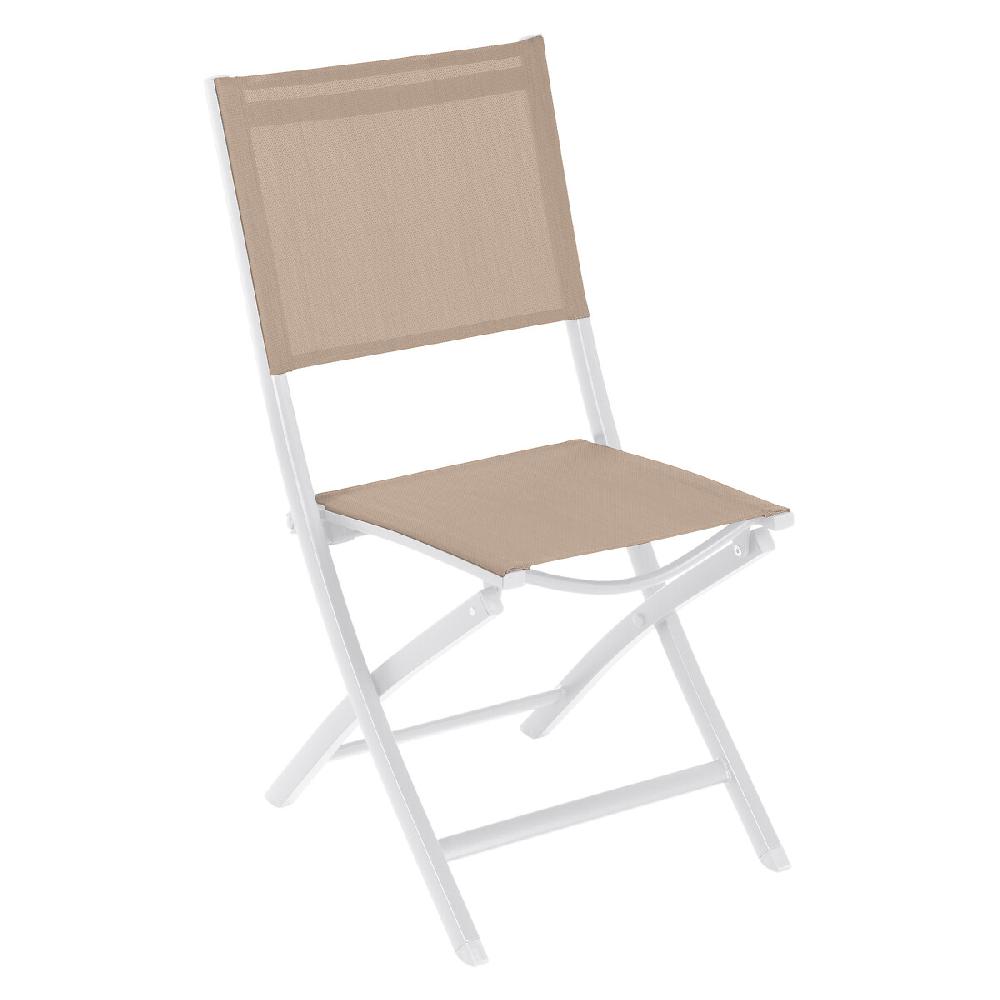 Hesperide Lot De 4 Chaises De Jardin Pliantes ESSENTIA Lin & Blanc
