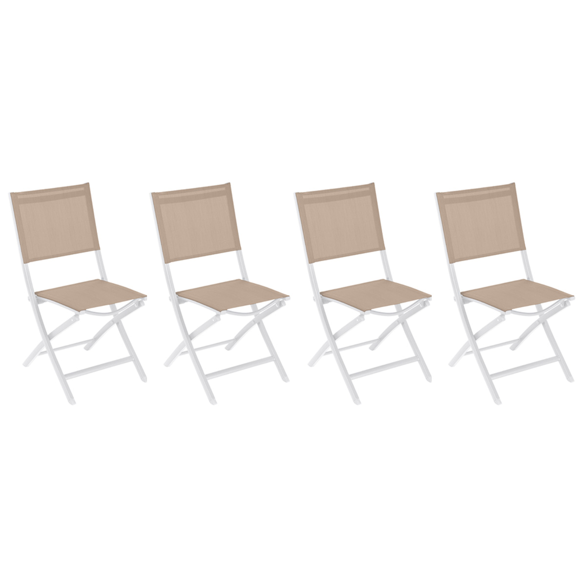 hesperide Lot de 4 chaises de jardin pliantes ESSENTIA Lin & Blanc