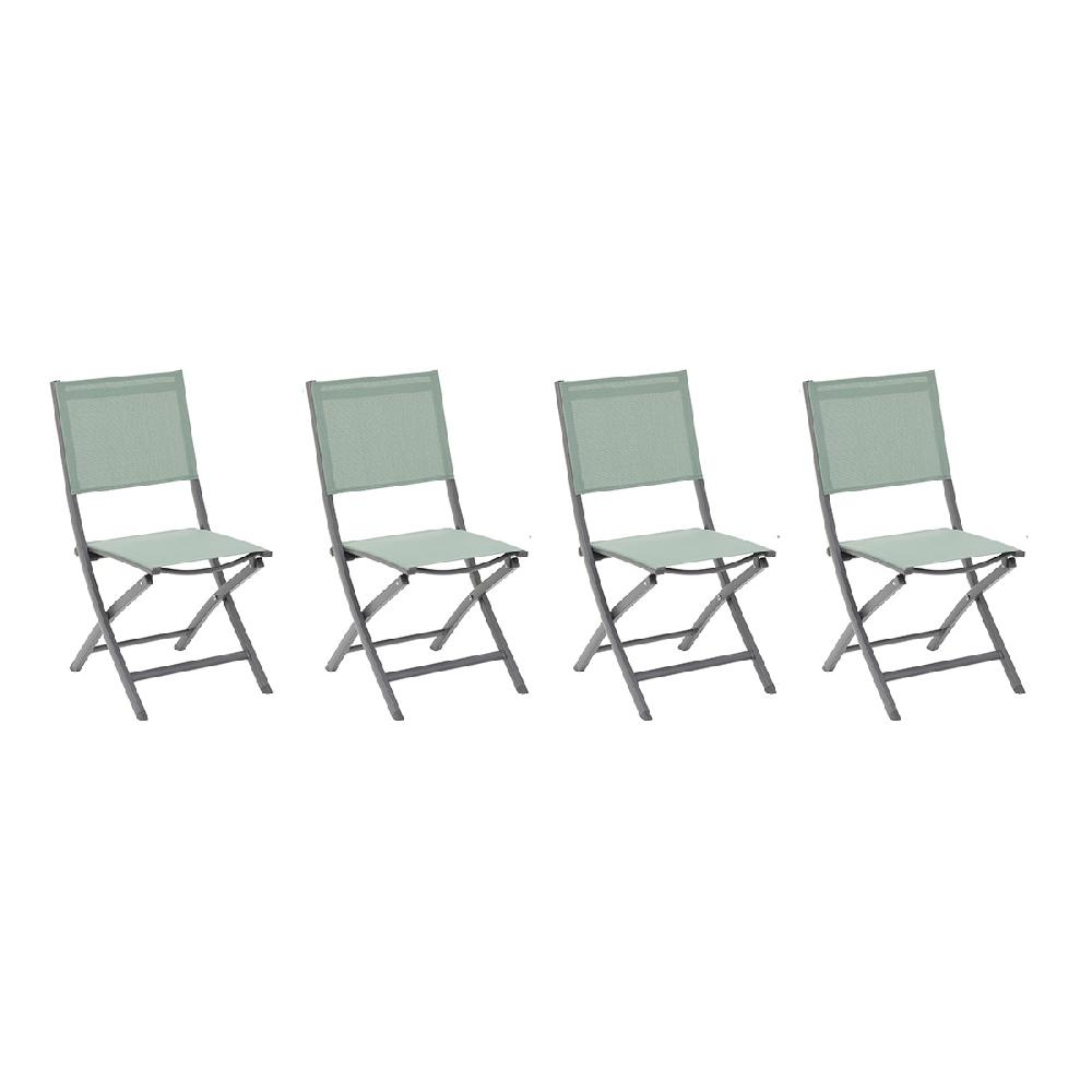 hesperide Lot de 4 chaises de jardin pliantes ESSENTIA Vert olive & Graphite