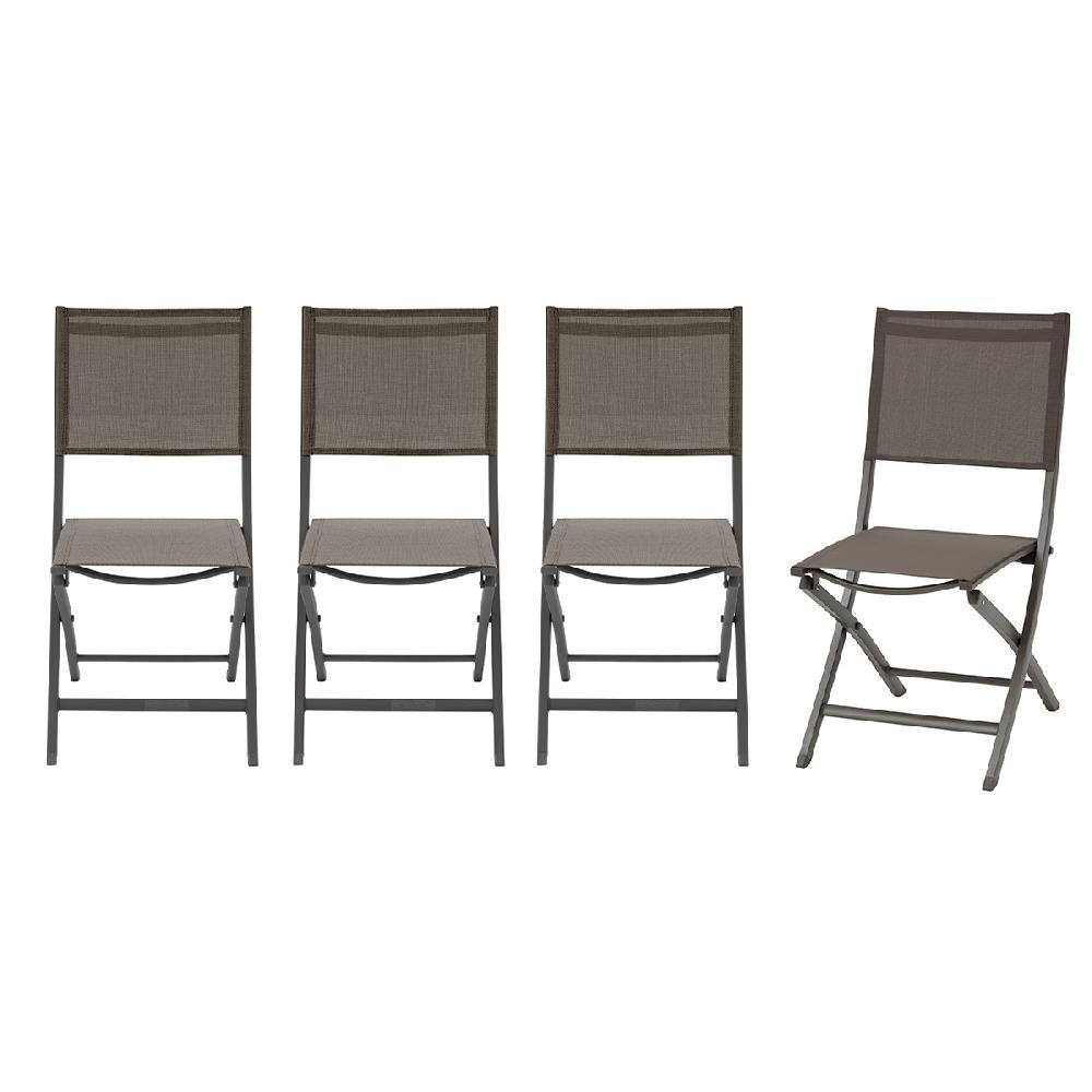 hesperide Lot de 4 chaises de jardin pliantes ESSENTIA Wengé & Praliné