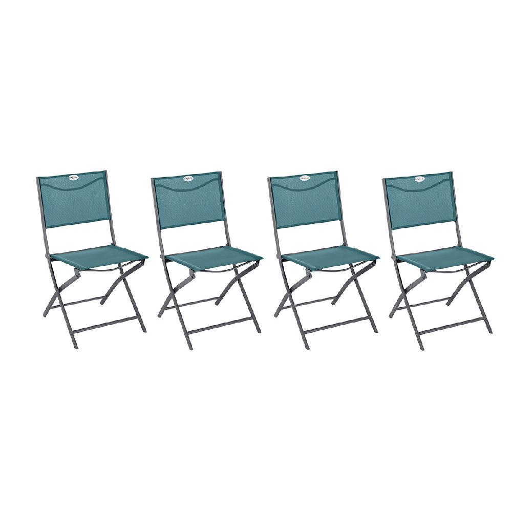 hesperide Lot de 4 chaises de jardin pliantes MODULA Bleu canard & Graphite