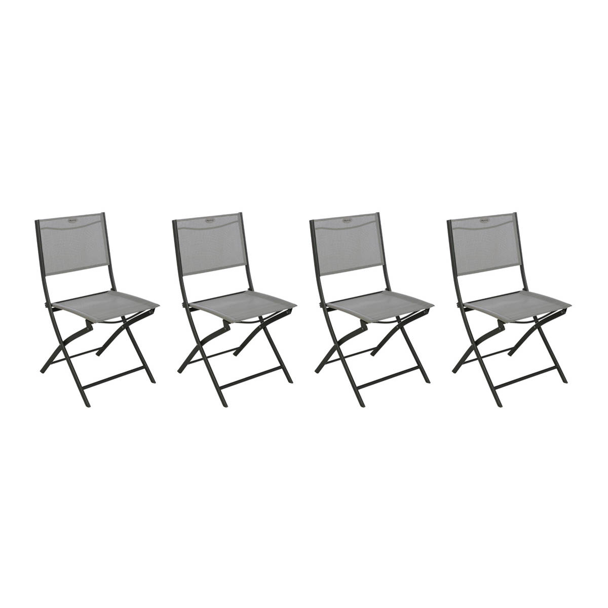 hesperide Lot de 4 chaises de jardin pliantes MODULA Galet & Graphite
