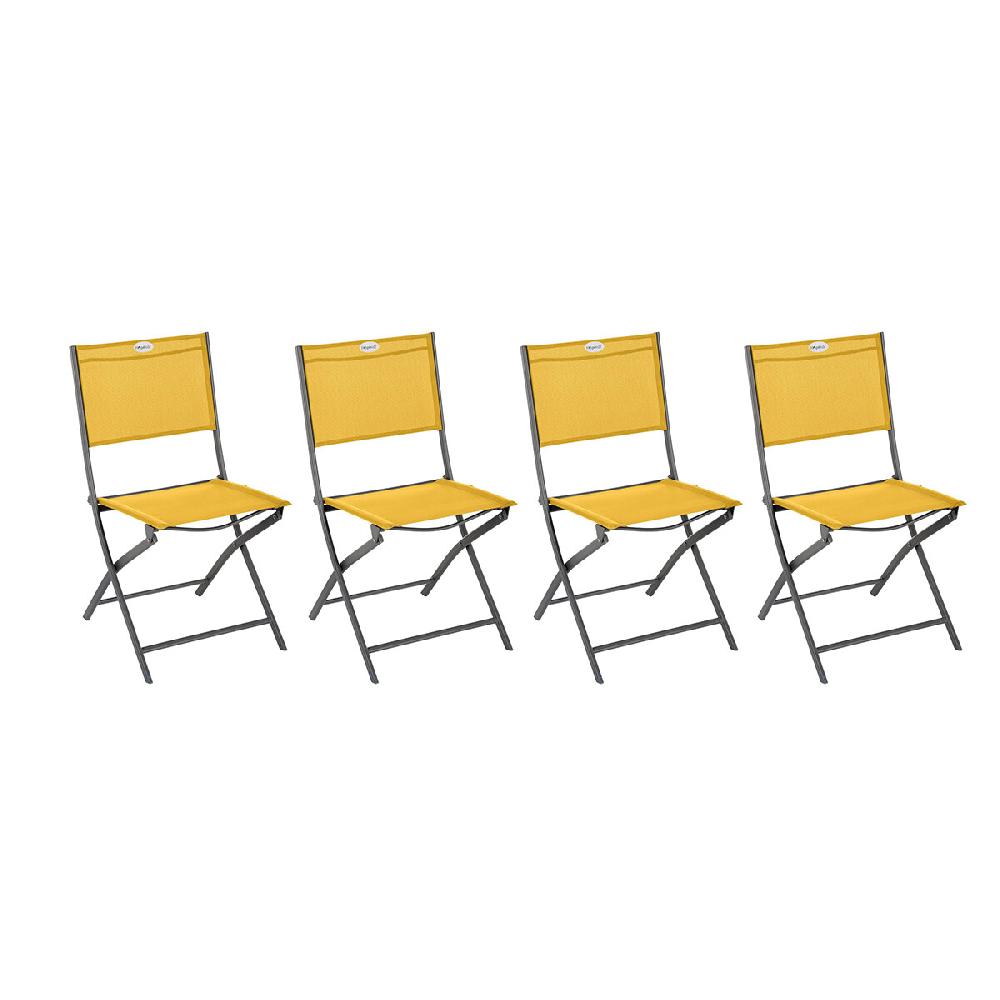 hesperide Lot de 4 chaises de jardin pliantes MODULA Jaune moutarde & Graphite