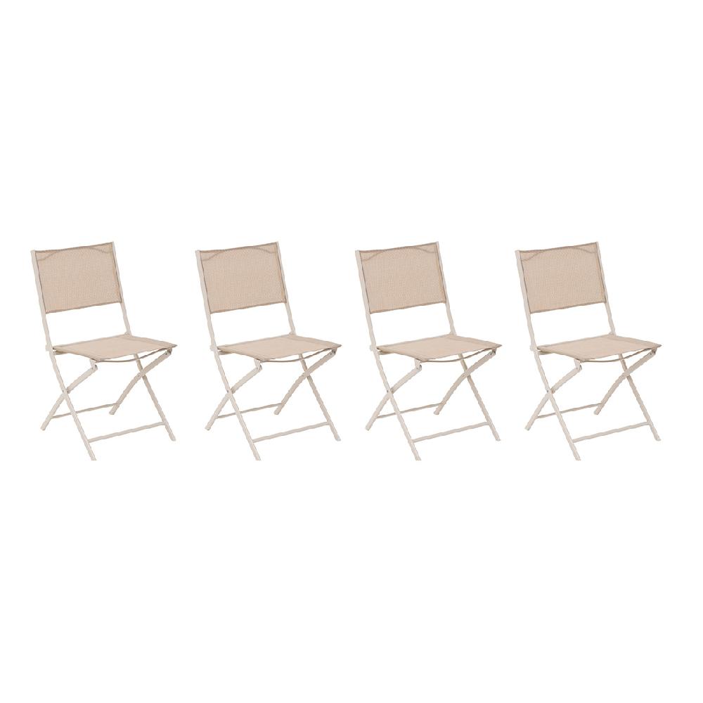 hesperide Lot de 4 chaises de jardin pliantes MODULA Lin & Argile