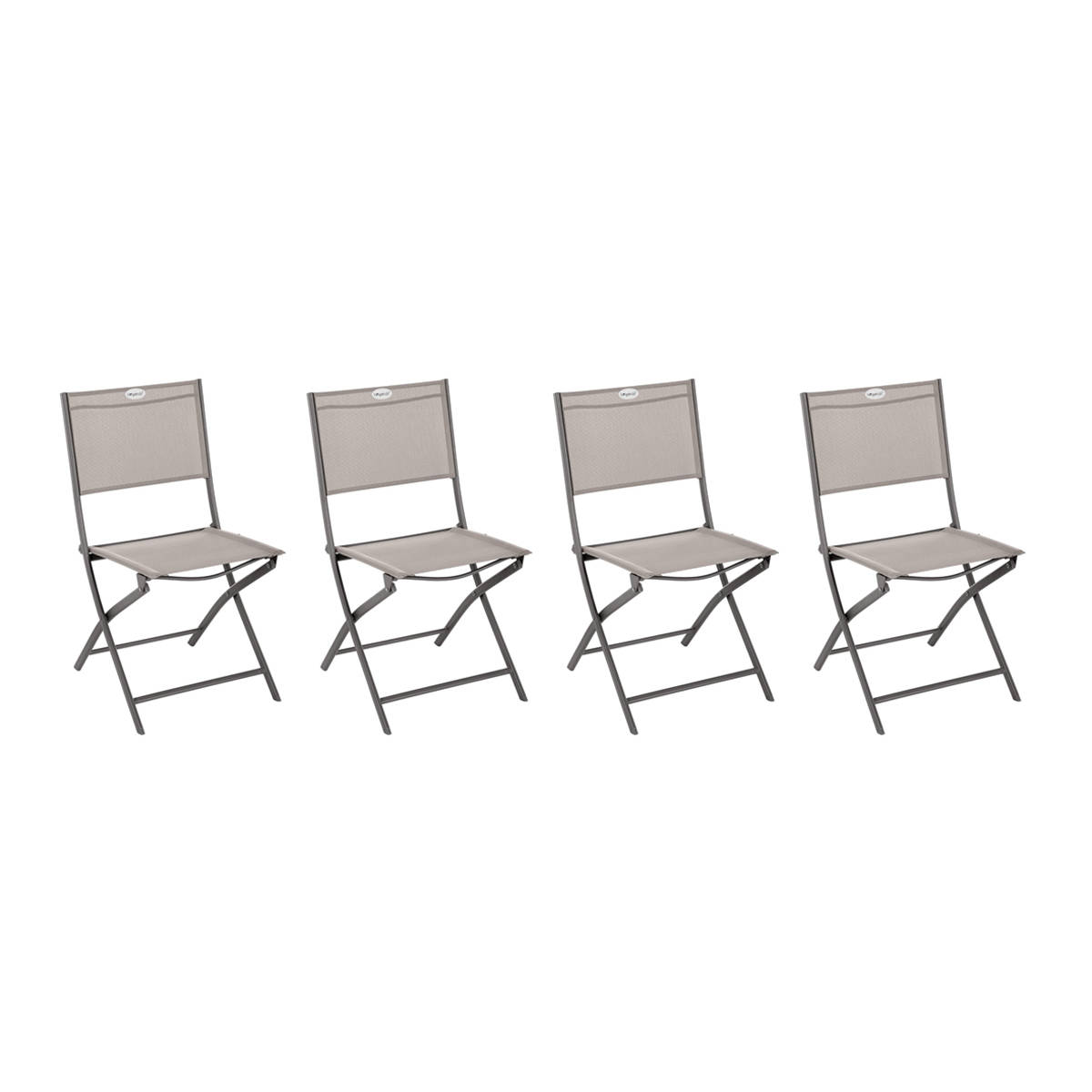 hesperide Lot de 4 chaises de jardin pliantes MODULA Noisette & Tonka