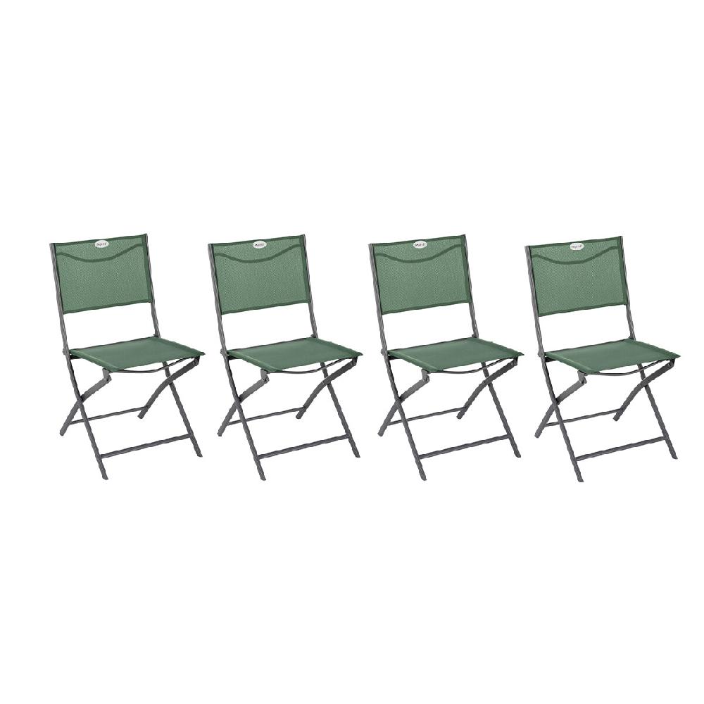 hesperide Lot de 4 chaises de jardin pliantes MODULA Vert olive & Graphite