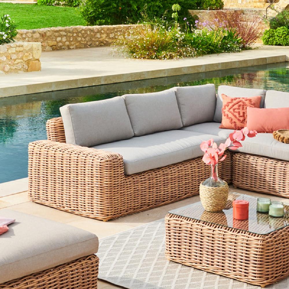 hesperide Méridienne droite de salon de jardin SAVINIA Tahini