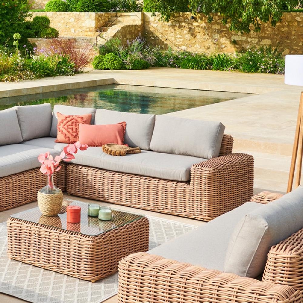 hesperide Méridienne gauche de salon de jardin SAVINIA Tahini