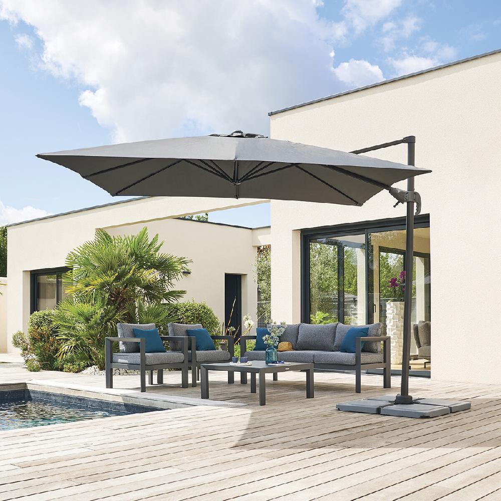 hesperide Parasol déporté carré CAYO Ardoise & Anthracite