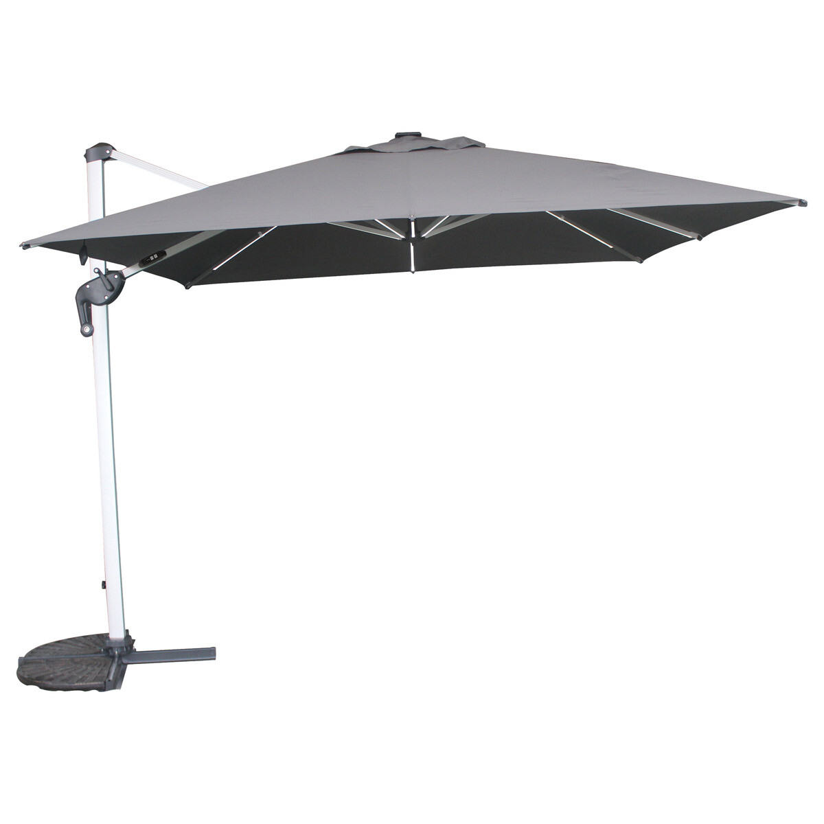 Hesperide Parasol Déporté Carré ÉQUADOR Ardoise Avec LED