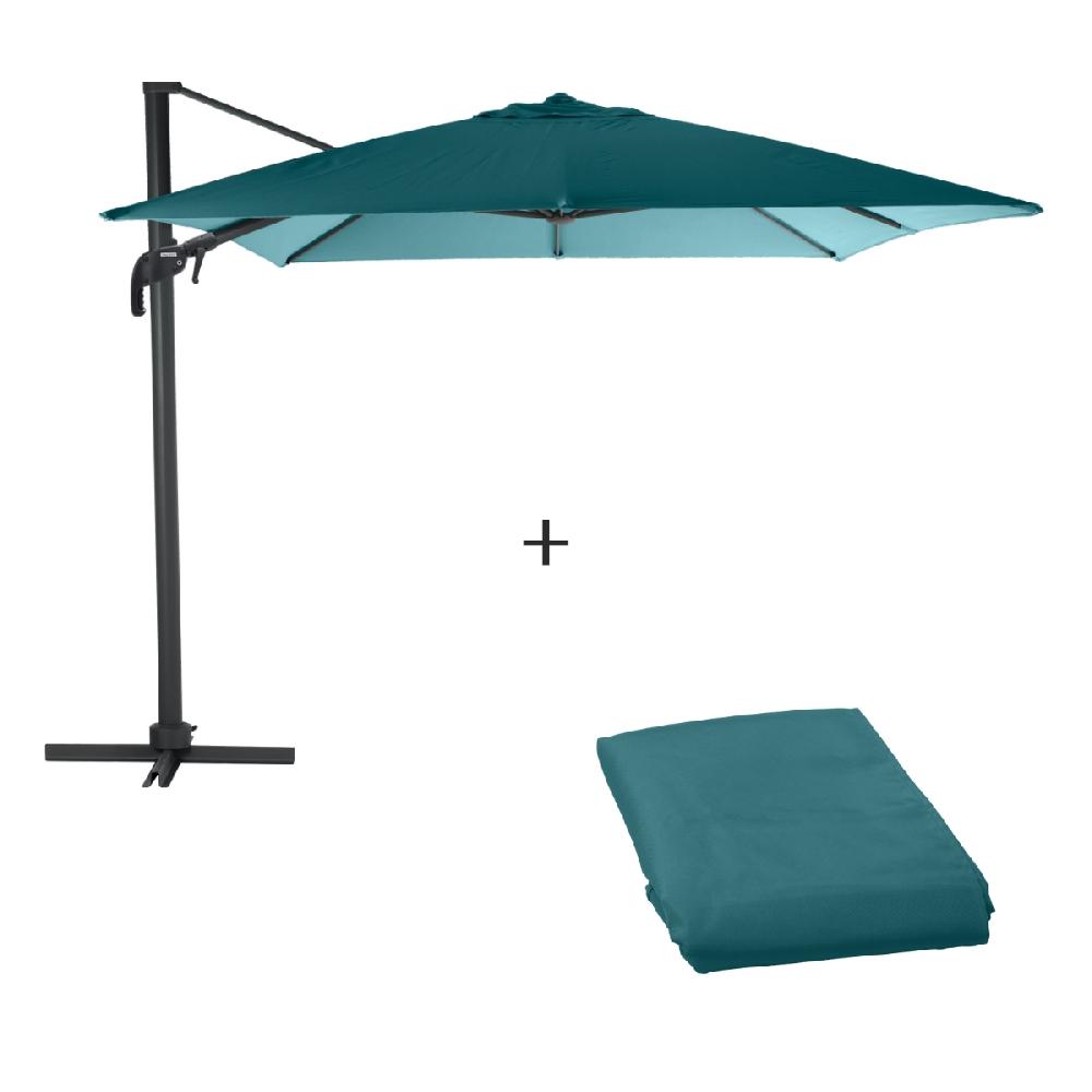 hesperide Parasol déporté ÉLÉA + Toile de rechange Bleu canard