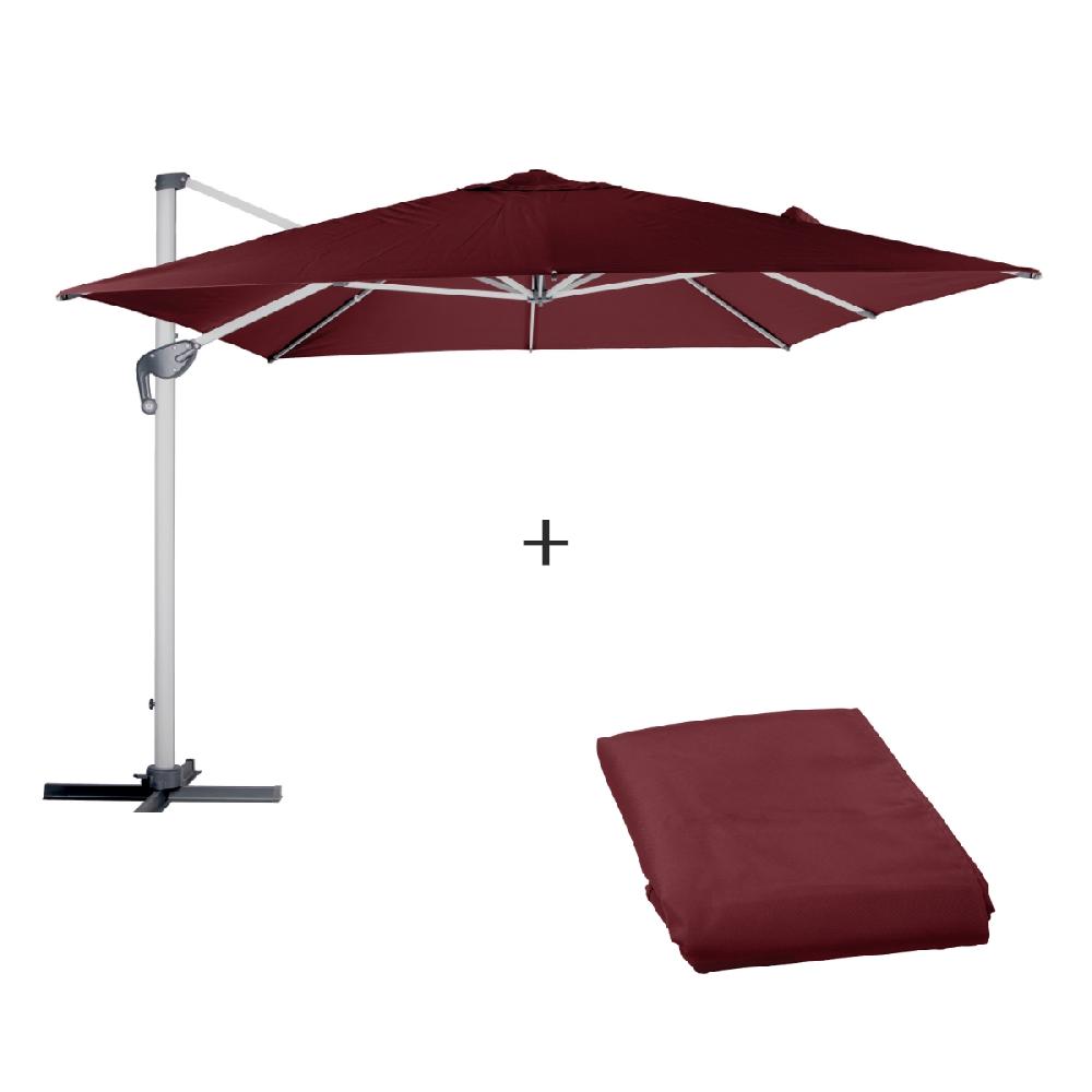 hesperide Parasol déporté ÉQUADOR avec LED + Toile de rechange Ardoise