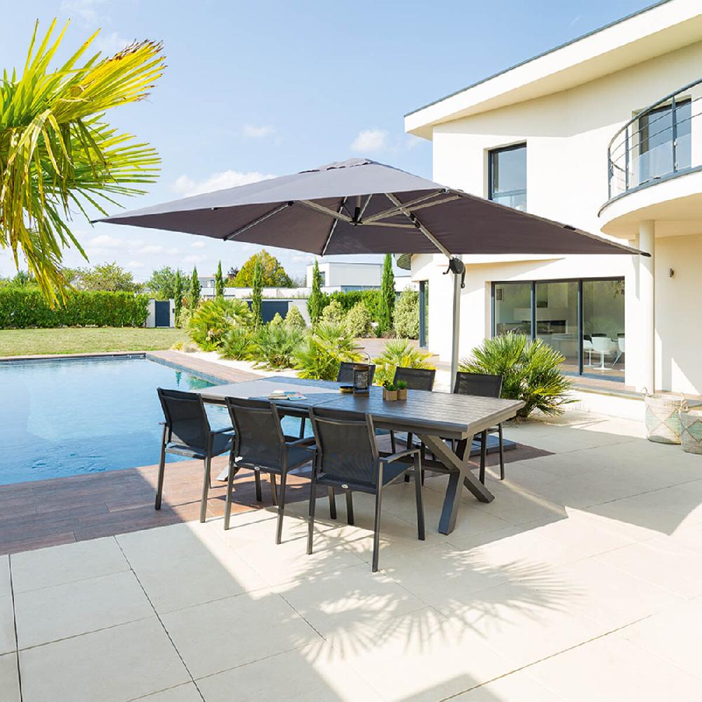 hesperide Parasol déporté rectangulaire ÉQUADOR Ardoise
