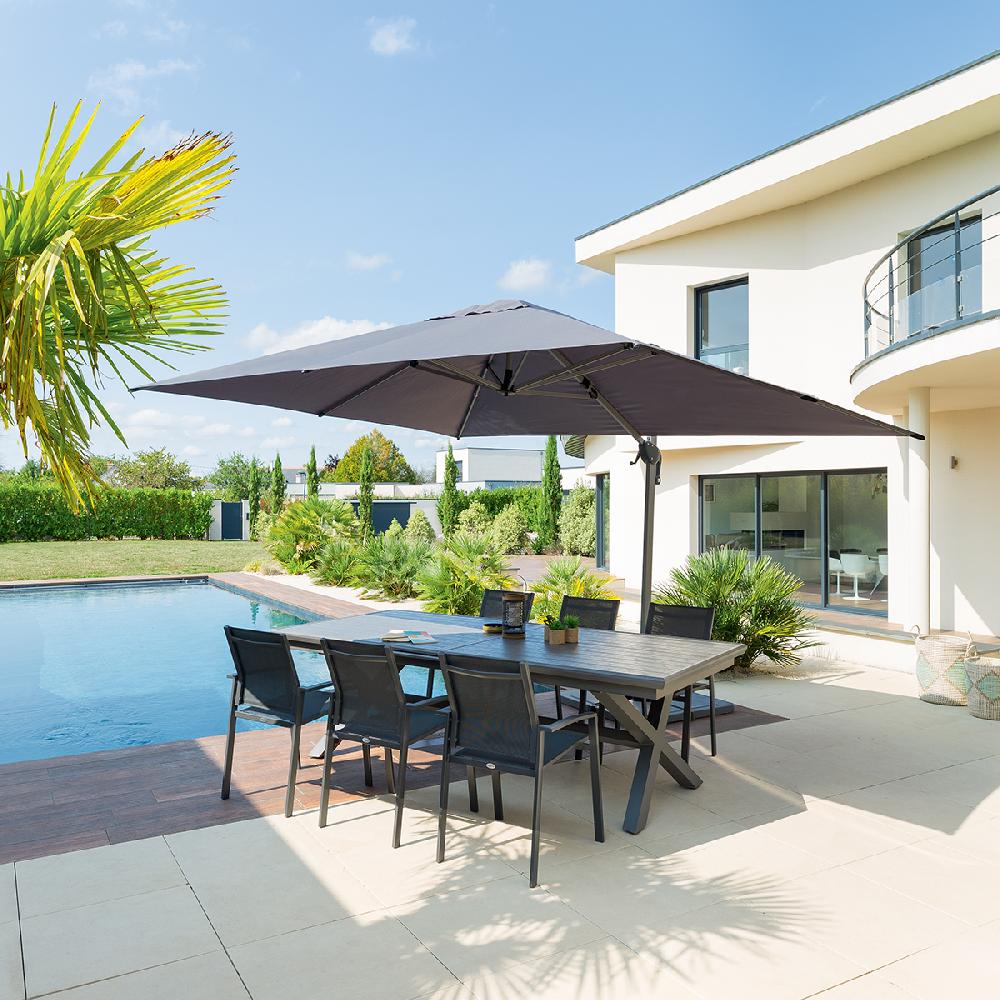 hesperide Parasol déporté rectangulaire ÉQUADOR Ardoise