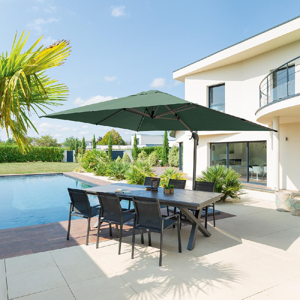 hesperide Parasol déporté rectangulaire ÉQUADOR Vert olive