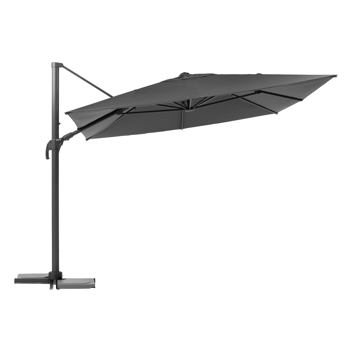Hesperide Parasol Déporté Rectangulaire MELHIA Anthracite + 4 Dalles De Parasol STACIO