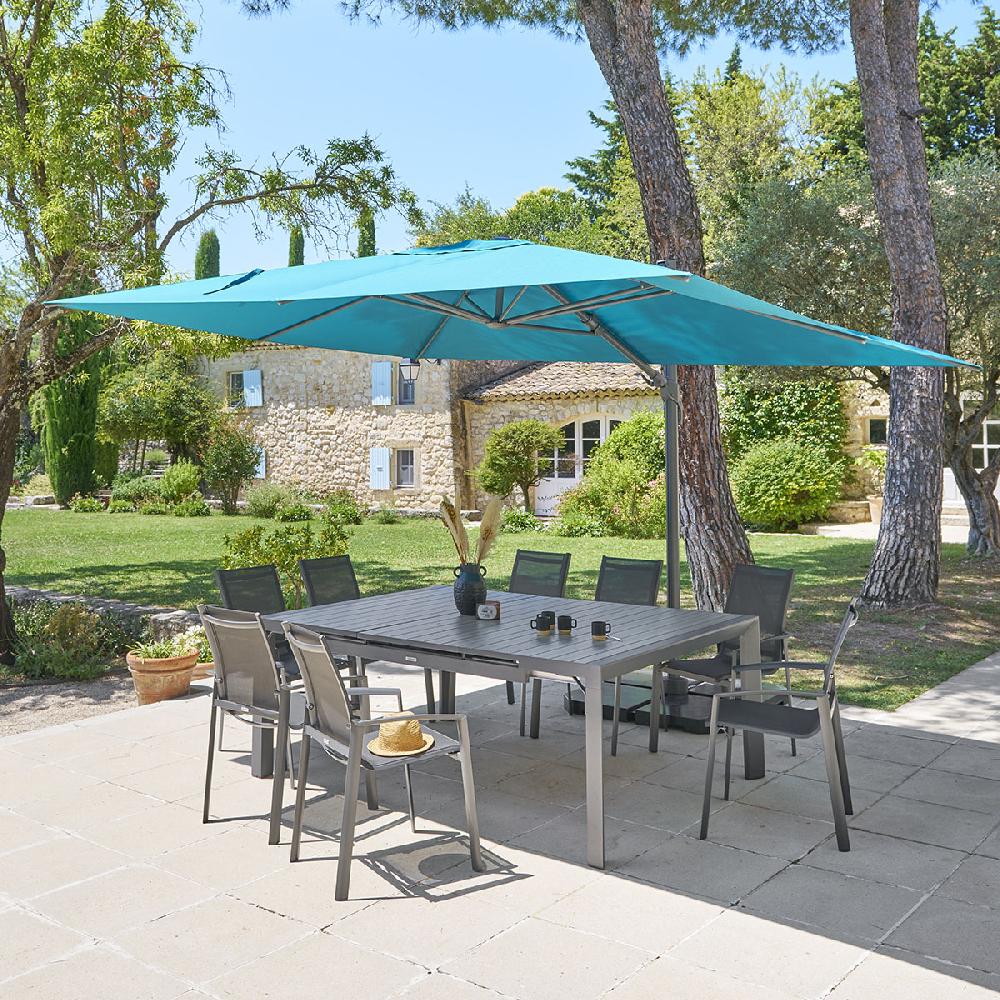 hesperide Parasol déporté rectangulaire MELHIA Bleu canard
