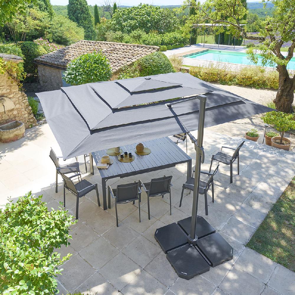 hesperide Parasol déporté rectangulaire multi-toile MELHIA Anthracite