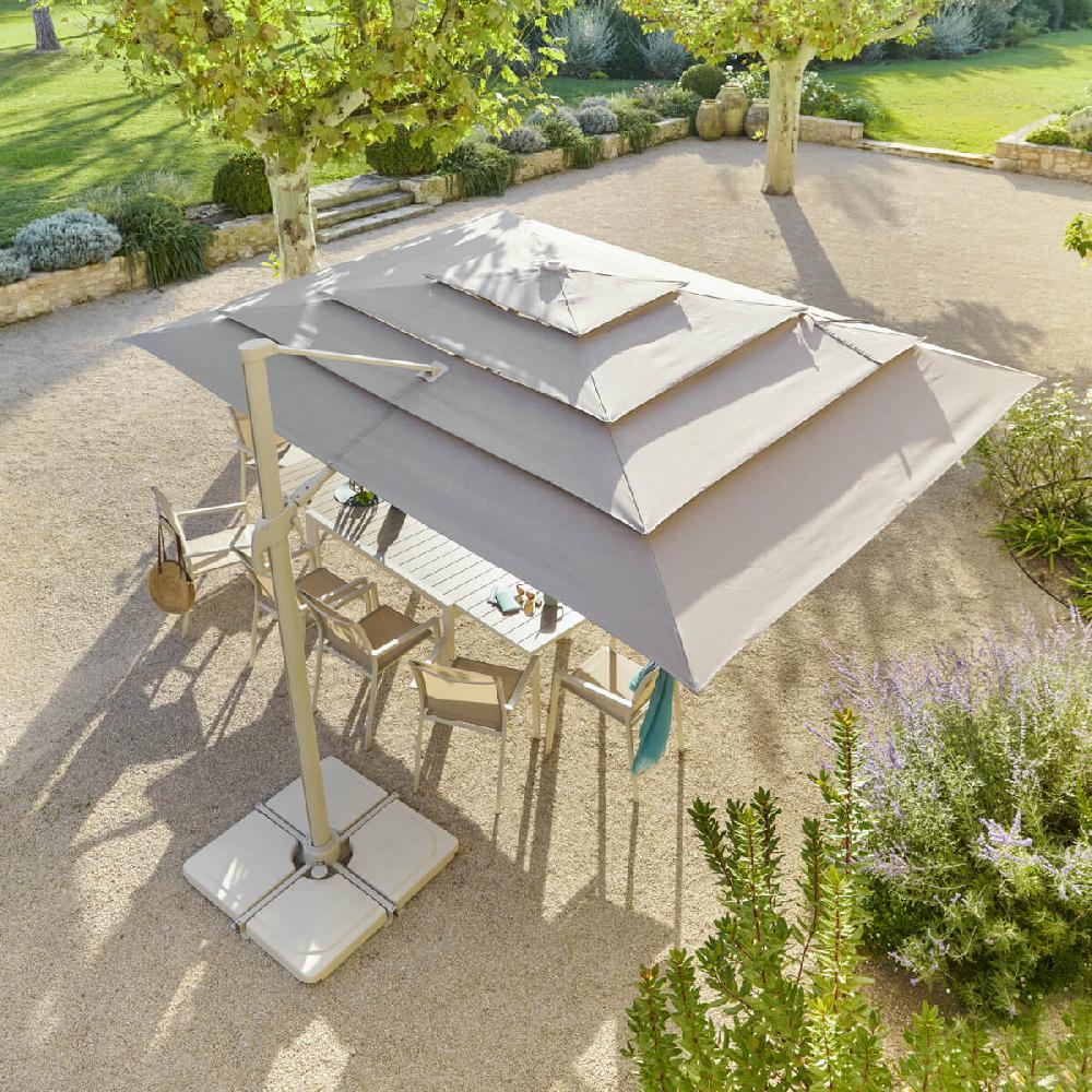 hesperide Parasol déporté rectangulaire multi-toile MELHIA Lin