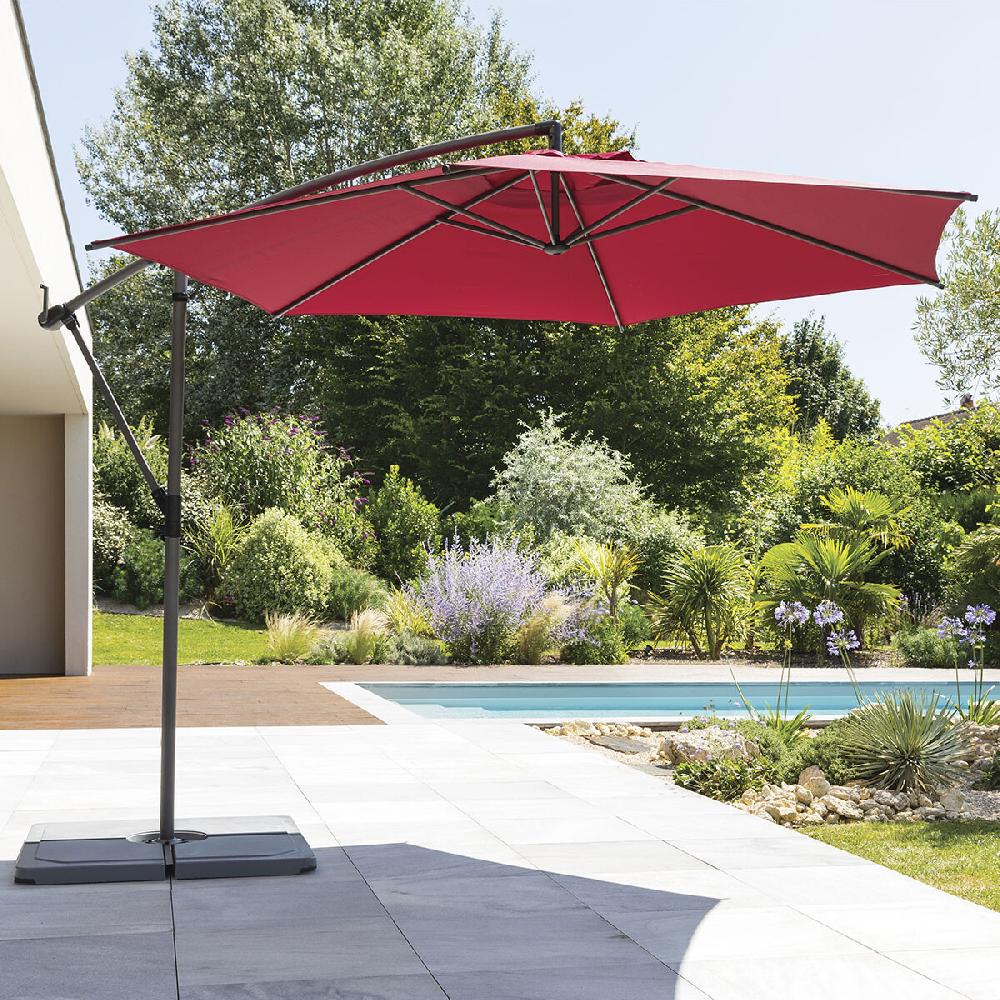 hesperide Parasol déporté rond MANOA Bordeaux & Graphite