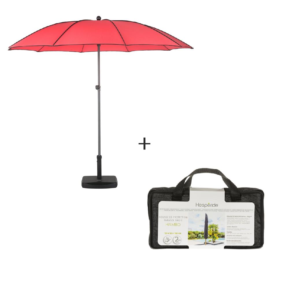 hesperide Parasol droit BOGOTA Coquelicot + Housse de protection HAMBO
