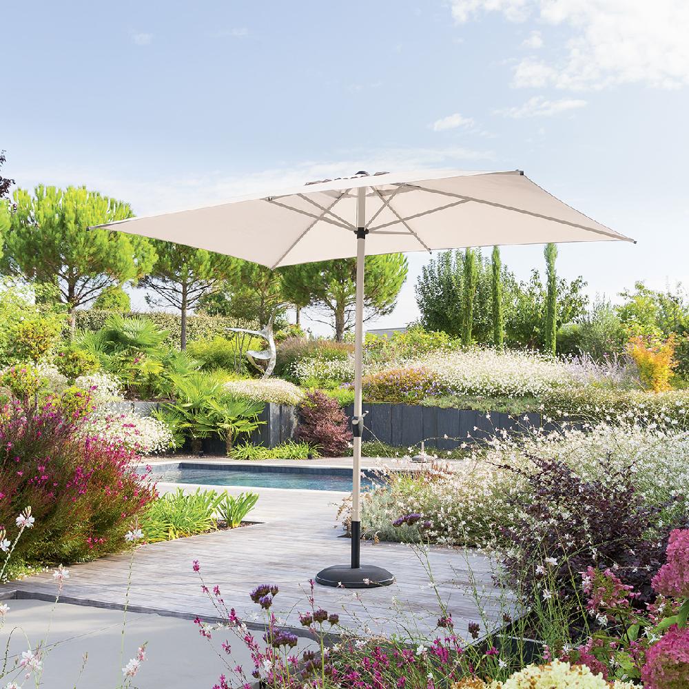 hesperide Parasol droit rectangulaire inclinable LOOMPA Argile & Blé