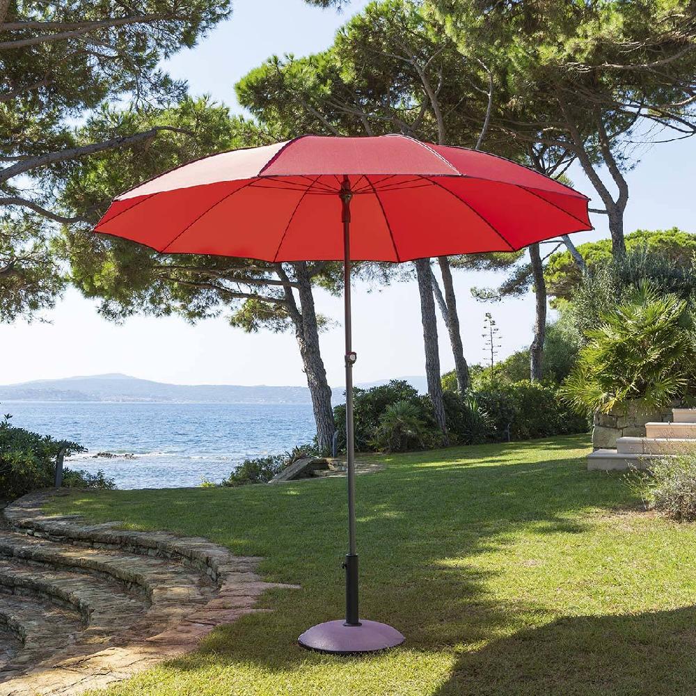 hesperide Parasol droit rond inclinable BOGOTA Coquelicot