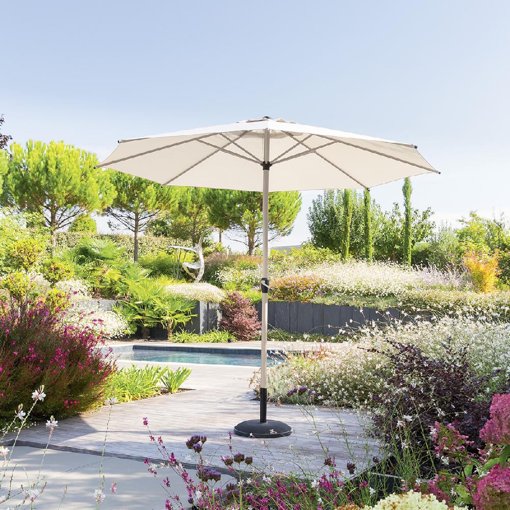 hesperide Parasol droit rond inclinable LOOMPA Argile & Blé