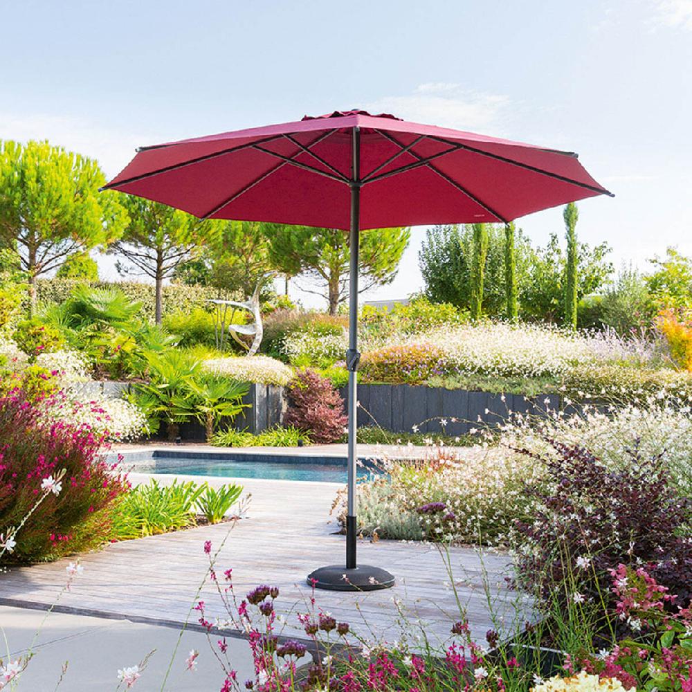 hesperide Parasol droit rond inclinable LOOMPA Bordeaux