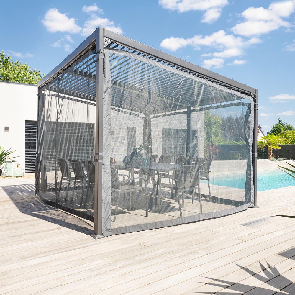 hesperide Pergola AVILA Graphite + 1 kit de moustiquaire