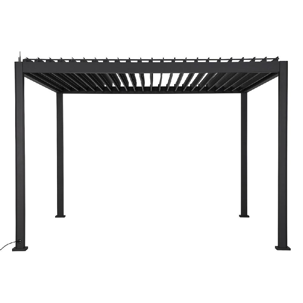 Hesperide Pergola Bioclimatique EVORA électrique Graphite + 4 Portes Coulissantes