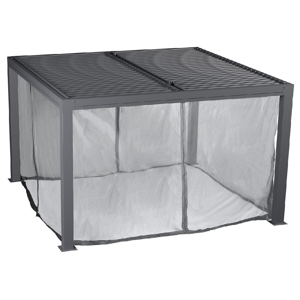 Hesperide Pergola Bioclimatique MAJAÉ + 1 Kit De Rideaux Et 1 Kit De Moustiquaire