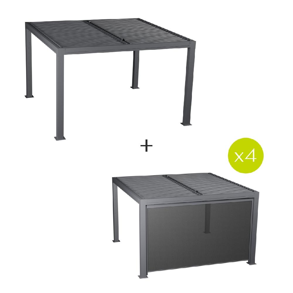 hesperide Pergola bioclimatique MAJAÉ + 4 stores grand modèle