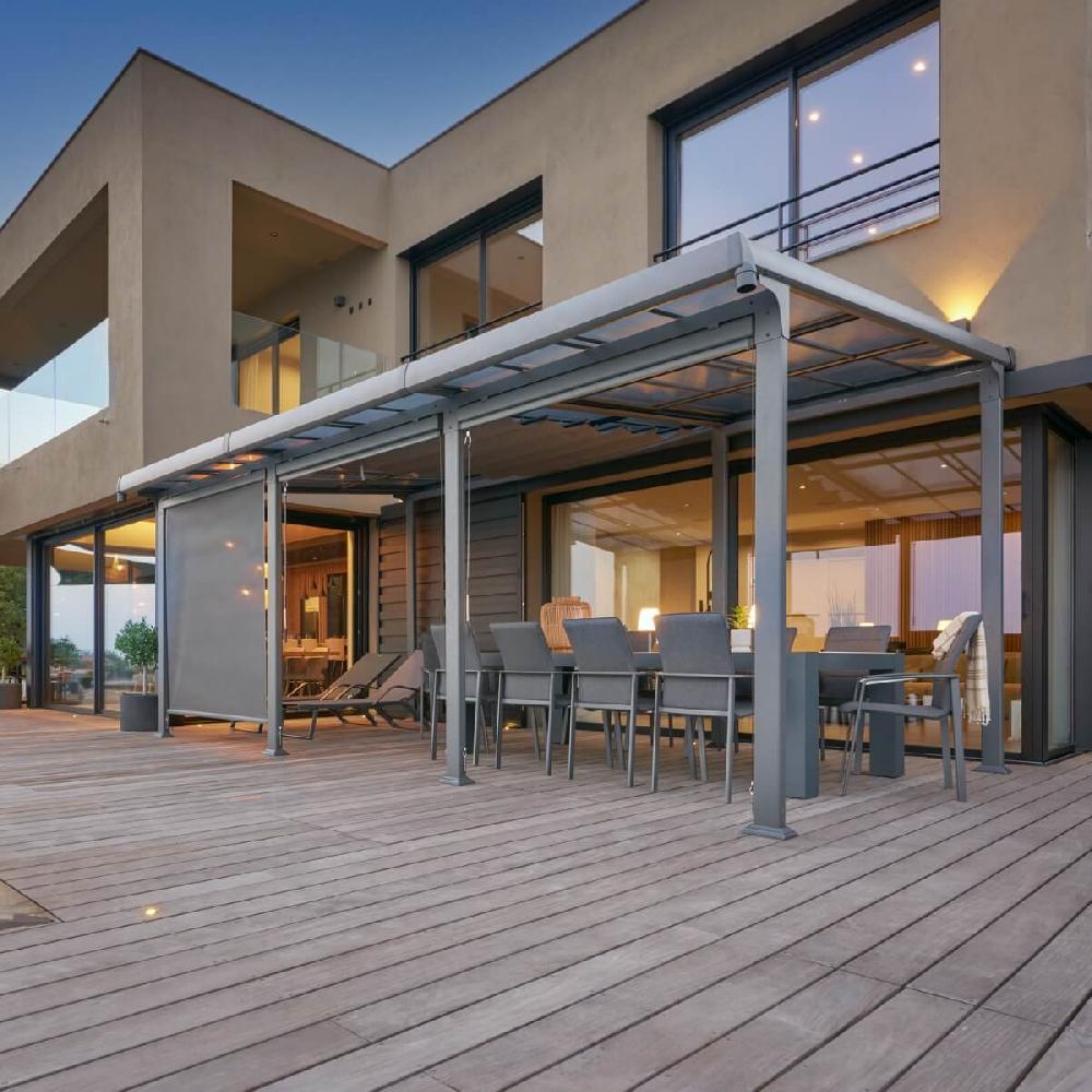hesperide Pergola ENOLIE avec 1 extension 1 toile et 1 store
