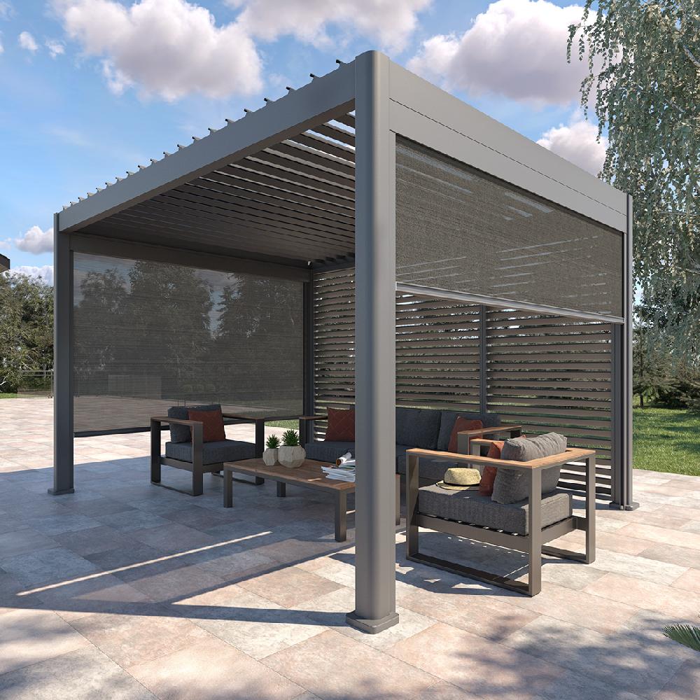 hesperide Pergola EVORA avec 3 persiennes et 2 stores