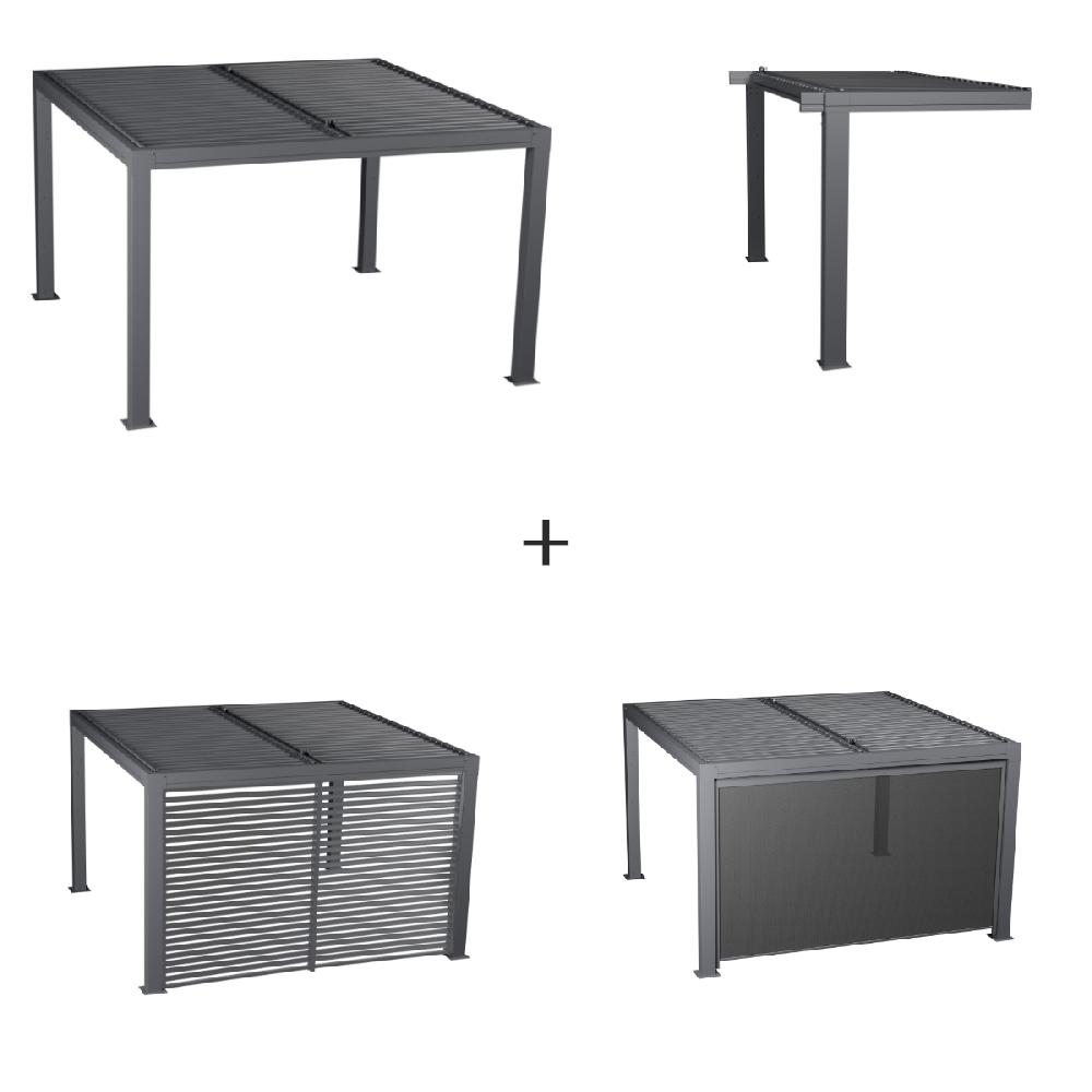 Hesperide Pergola MAJAÉ + 1 Demi-extension + 1 Store Semi-automatique Grand Modèle + 1 Persienne