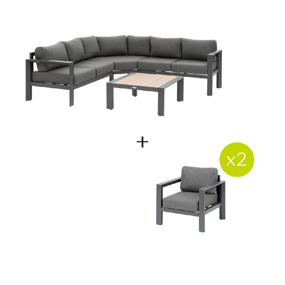 hesperide Salon d'angle de jardin ÉVASION Graphite & Honey