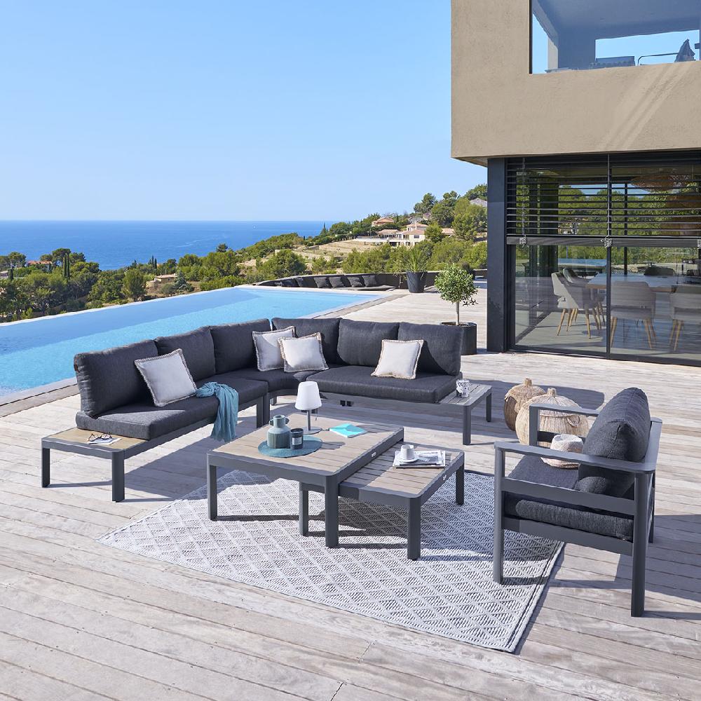 hesperide Salon d'angle de jardin PARADIZE Gris foncé & Graphite