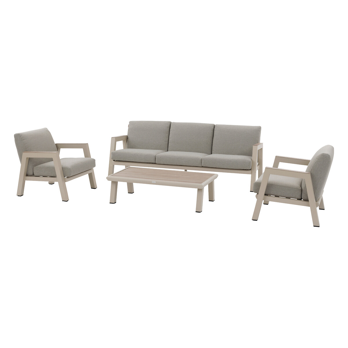 Hesperide Salon De Jardin + 1 Table De Jardin Extensible AXIOME Beige Et Argile