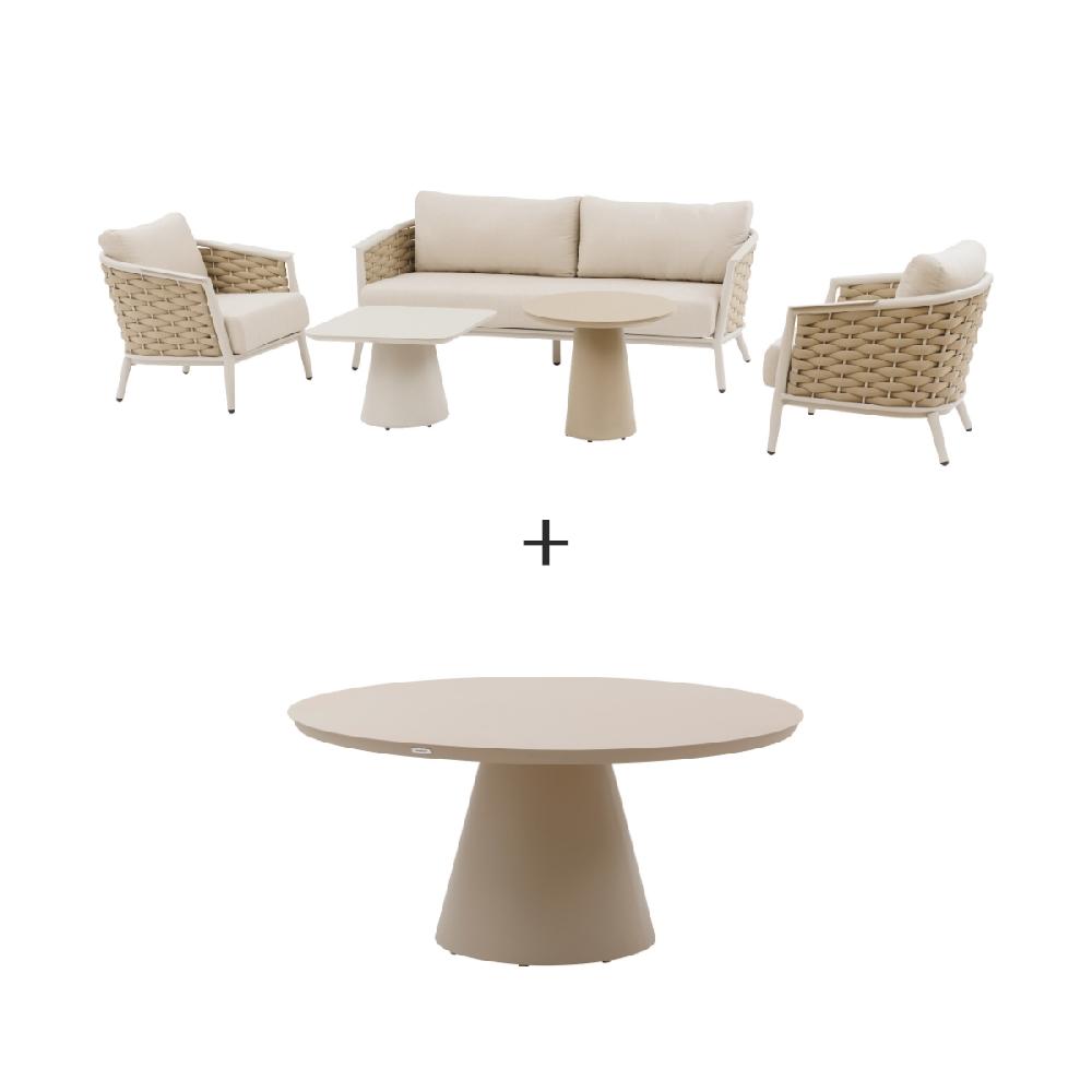 hesperide Salon de jardin + 1 table de jardin ronde YCONIA Argile