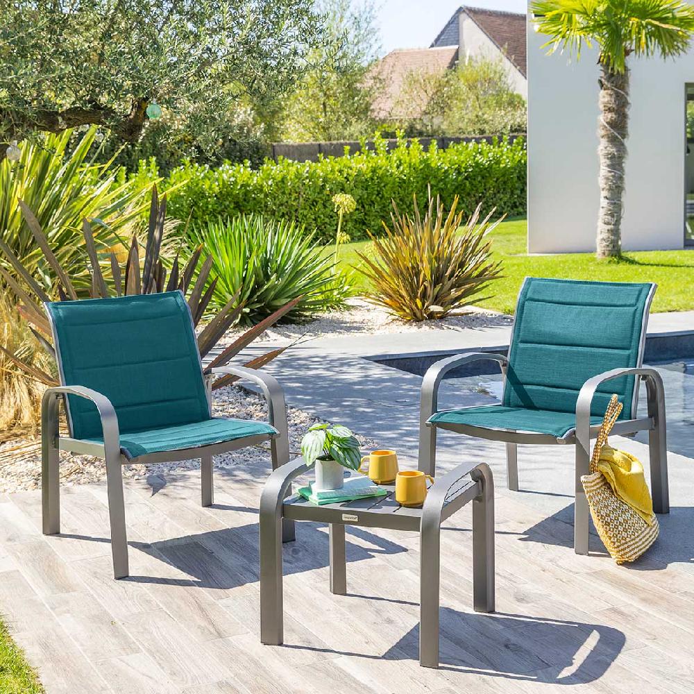 hesperide Salon de jardin duo ELYN Bleu canard & Graphite