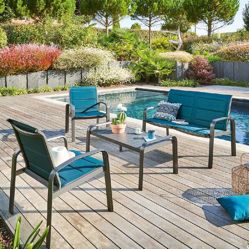 Hesperide Salon De Jardin ELYN Bleu Canard & Graphite