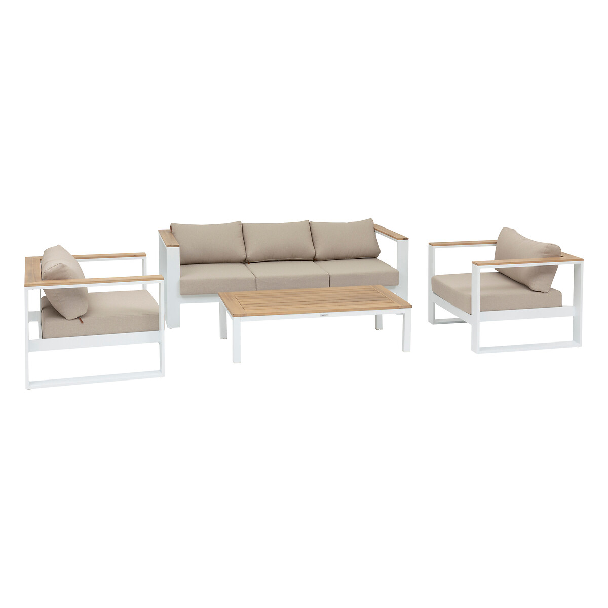 Hesperide Salon De Jardin EMPERIA Beige Zébrano Blanc & Acacia